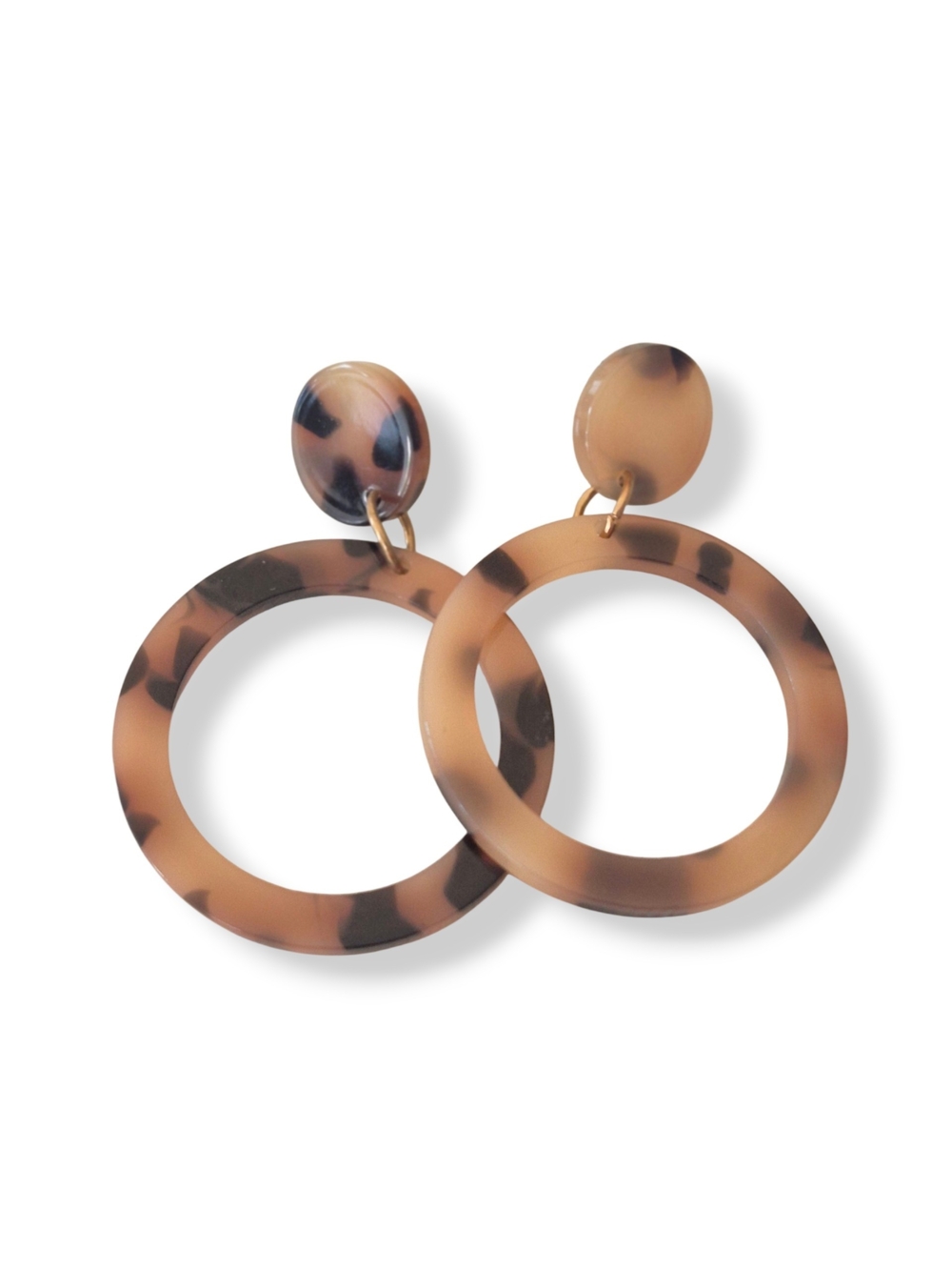 Tortoiseshell Hoop Drop Earrings - Brown Tortoise